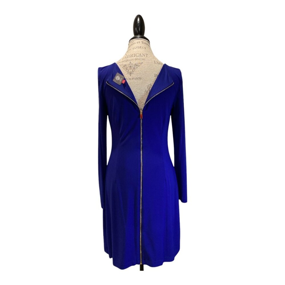 Vince Camuto Blue Form-Fitting Full-Zip Back Sheath Dress Women's Sz 4 - Picture 4 of 6
